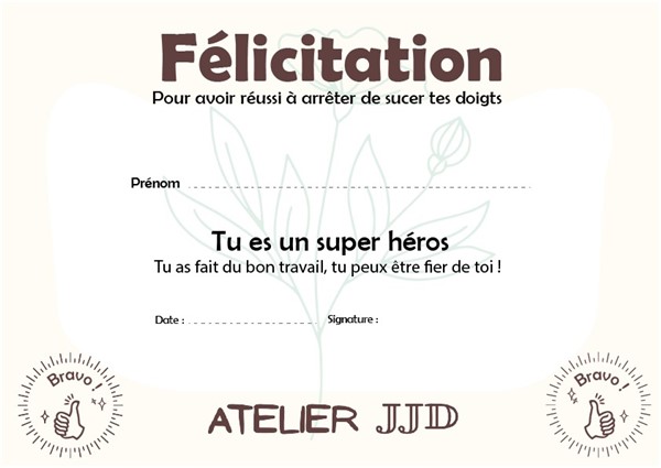 Diplome super heros doigts